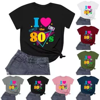 Женская повседневная футболка с круглым вырезом и короткими рукавами с принтом L армия зеленый