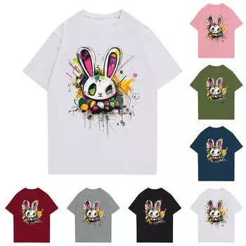 Женская повседневная футболка с круглым вырезом и короткими рукавами с принтом L армия зеленый