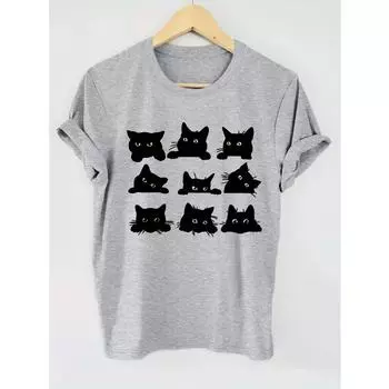 Женская повседневная футболка с круглым вырезом и короткими рукавами с принтом букв, хлопковые топы с круглым вырезом S