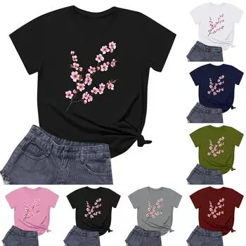 Женская повседневная футболка с круглым вырезом и короткими рукавами с принтом M