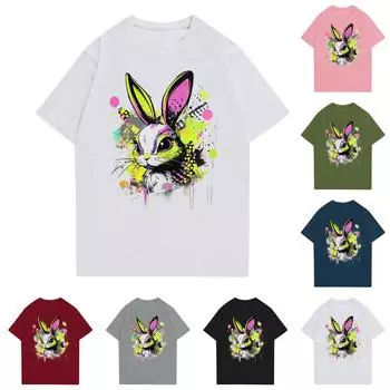 Женская повседневная футболка с круглым вырезом и короткими рукавами с принтом L армия зеленый