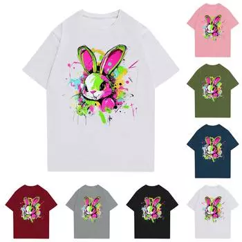 Женская повседневная футболка с круглым вырезом и короткими рукавами с принтом L армия зеленый