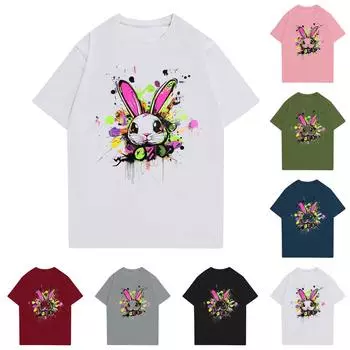 Женская повседневная футболка с круглым вырезом и короткими рукавами с принтом L армия зеленый