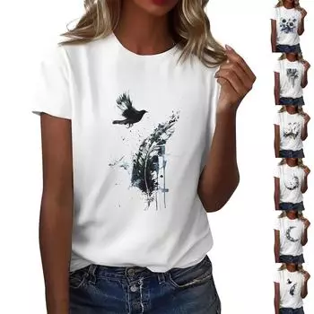 Женская повседневная футболка с круглым вырезом и короткими рукавами с принтом XXXXXL