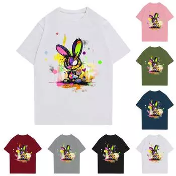 Женская повседневная футболка с круглым вырезом и короткими рукавами с принтом L армия зеленый