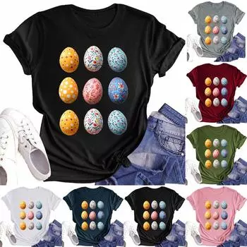 Женская повседневная футболка с круглым вырезом и короткими рукавами с принтом L армия зеленый