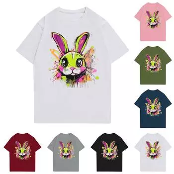 Женская повседневная футболка с круглым вырезом и короткими рукавами с принтом L армия зеленый