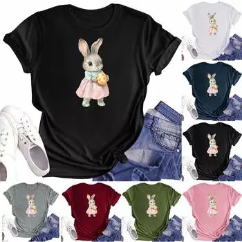 Женская повседневная футболка с круглым вырезом и короткими рукавами с принтом L армия зеленый