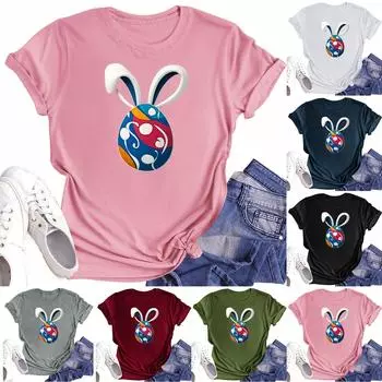 Женская повседневная футболка с круглым вырезом и короткими рукавами с принтом L армия зеленый