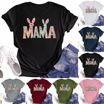 Женская повседневная футболка с круглым вырезом и короткими рукавами с принтом L армия зеленый