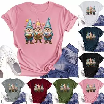 Женская повседневная футболка с круглым вырезом и короткими рукавами с принтом L армия зеленый