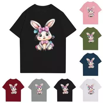 Женская повседневная футболка с круглым вырезом и короткими рукавами с принтом L армия зеленый