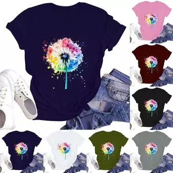 Женская повседневная футболка с круглым вырезом и коротким рукавом L армия зеленый