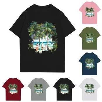 Женская повседневная футболка с круглым вырезом и короткими рукавами с принтом L армия зеленый