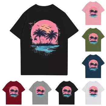 Женская повседневная футболка с круглым вырезом и короткими рукавами с принтом L армия зеленый