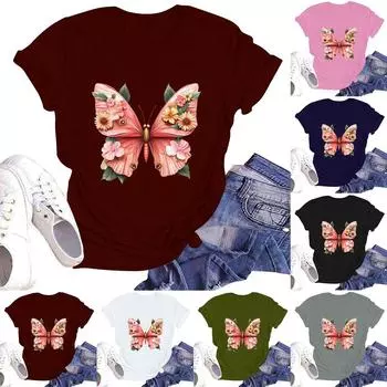 Женская повседневная футболка с круглым вырезом и коротким рукавом L армия зеленый