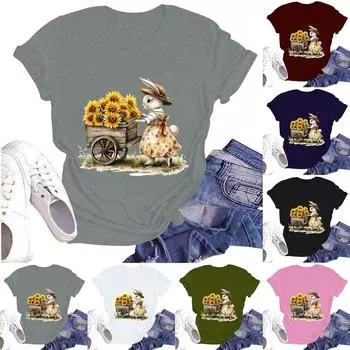 Женская повседневная футболка с круглым вырезом и коротким рукавом L армия зеленый