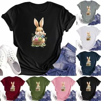 Женская повседневная футболка с круглым вырезом и короткими рукавами с принтом L армия зеленый