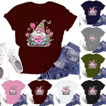 Женская повседневная футболка с круглым вырезом и короткими рукавами с принтом XL