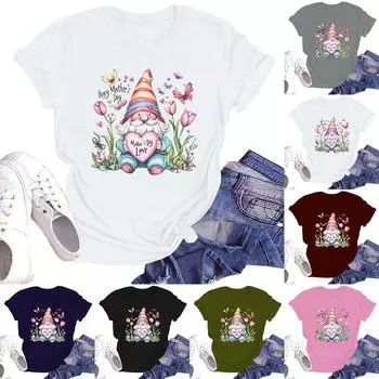 Женская повседневная футболка с круглым вырезом и короткими рукавами с принтом M чёрный