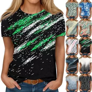 Женская повседневная футболка с круглым вырезом и короткими рукавами с принтом L