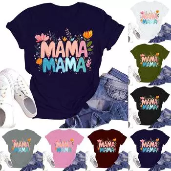 Женская повседневная футболка с круглым вырезом и короткими рукавами с принтом XL белый