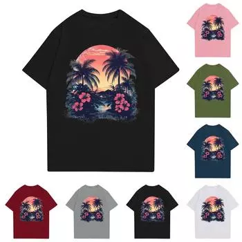 Женская повседневная футболка с круглым вырезом и короткими рукавами с принтом S