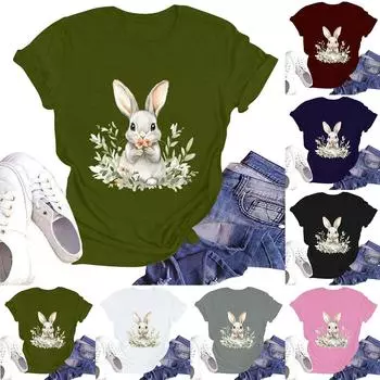 Женская повседневная футболка с круглым вырезом и коротким рукавом L