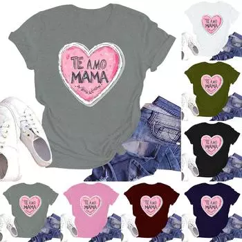 Женская повседневная футболка с круглым вырезом и короткими рукавами с принтом XXL розовый