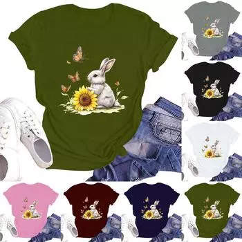 Женская повседневная футболка с круглым вырезом и коротким рукавом L