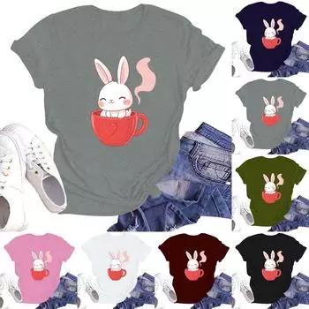 Женская повседневная футболка с круглым вырезом и короткими рукавами с принтом XL