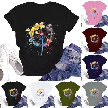 Женская повседневная футболка с круглым вырезом и коротким рукавом XL розовый