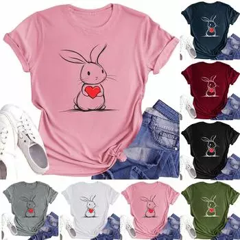 Женская повседневная футболка с круглым вырезом и короткими рукавами с принтом XL тёмно-синий