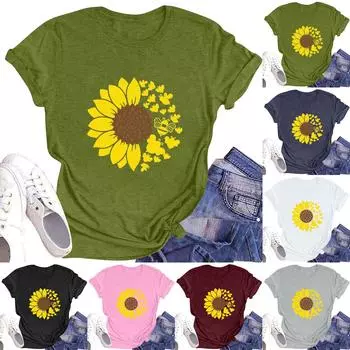 Женская повседневная футболка с круглым вырезом и короткими рукавами с принтом L белый