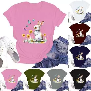 Женская повседневная футболка с круглым вырезом и коротким рукавом L