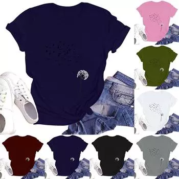 Женская повседневная футболка с круглым вырезом и коротким рукавом S