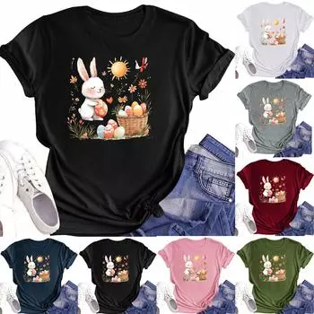 Женская повседневная футболка с круглым вырезом и короткими рукавами с принтом S