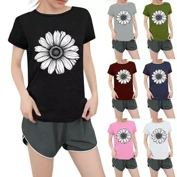 Женская повседневная футболка с круглым вырезом и короткими рукавами с принтом XXXL розовый