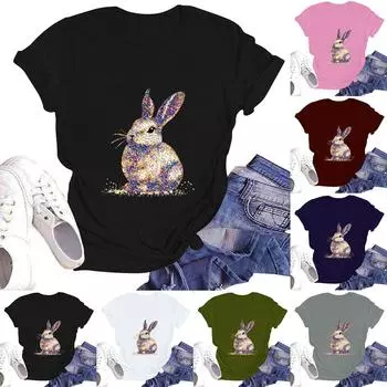 Женская повседневная футболка с круглым вырезом и коротким рукавом M тёмно-синий