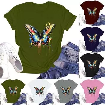 Женская повседневная футболка с круглым вырезом и коротким рукавом M