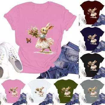 Женская повседневная футболка с круглым вырезом и коротким рукавом S