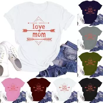 Женская повседневная футболка с круглым вырезом и короткими рукавами с принтом L винный