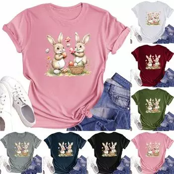 Женская повседневная футболка с круглым вырезом и короткими рукавами с принтом M