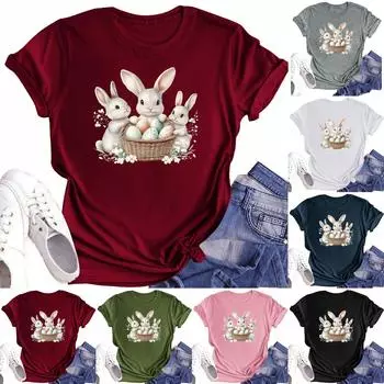 Женская повседневная футболка с круглым вырезом и короткими рукавами с принтом XL тёмно-синий