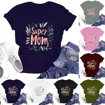 Женская повседневная футболка с круглым вырезом и коротким рукавом L