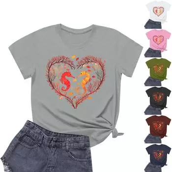 Женская повседневная футболка с круглым вырезом и короткими рукавами с принтом S чёрный