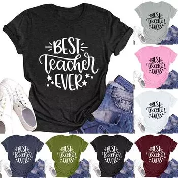 Женская повседневная футболка с круглым вырезом и короткими рукавами с принтом L винный