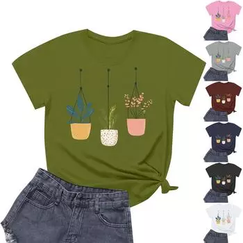 Женская повседневная футболка с круглым вырезом и короткими рукавами с принтом XL тёмно-синий