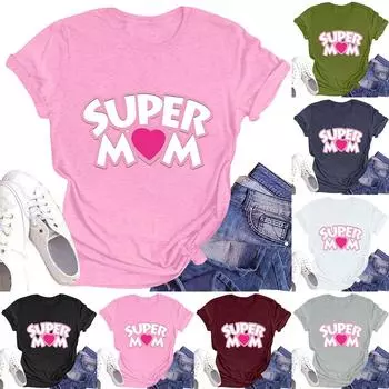 Женская повседневная футболка с круглым вырезом и короткими рукавами с принтом XL тёмно-синий