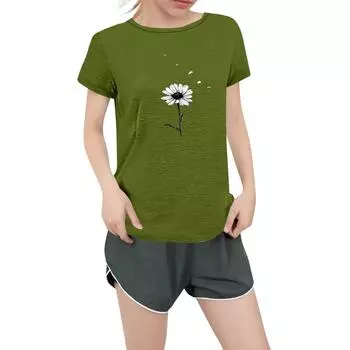 Женская повседневная футболка с круглым вырезом и короткими рукавами с принтом S